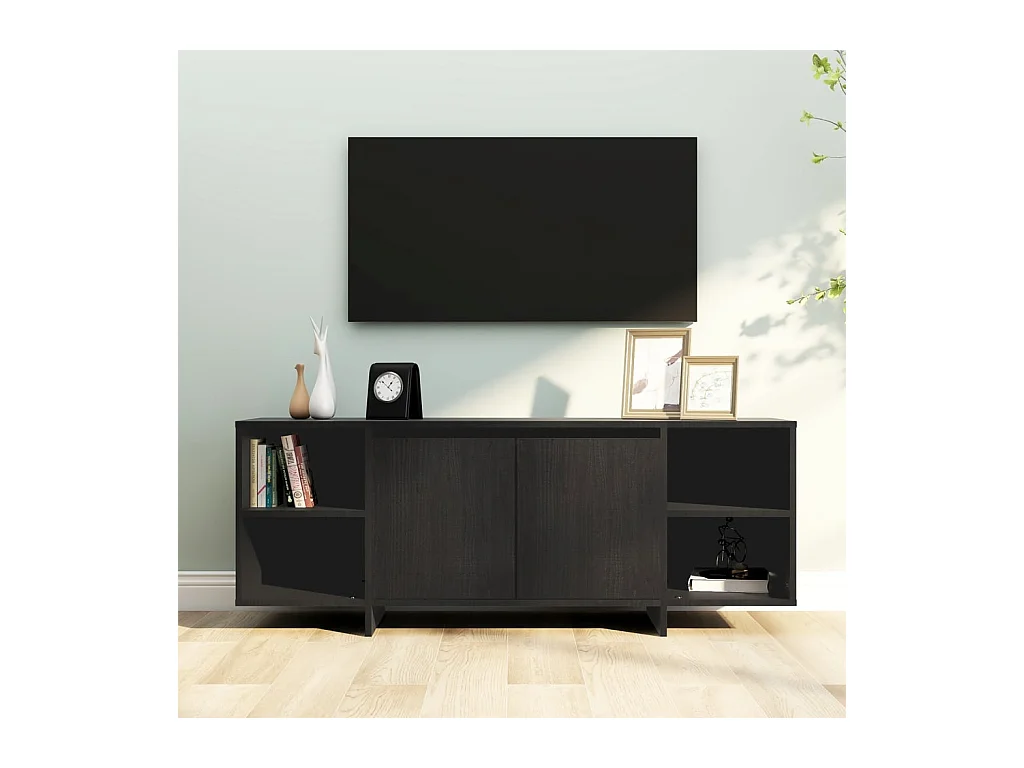 Meuble TV Noir 130x35x50 cm Bois d'ingénierie