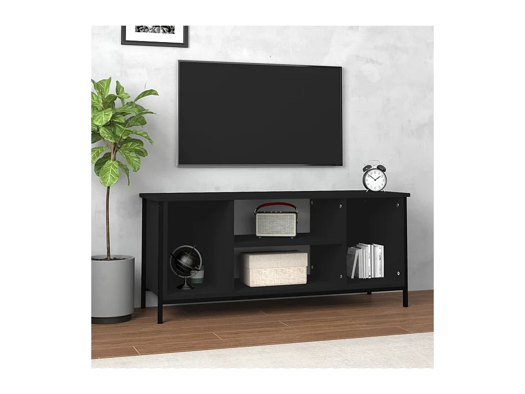 Meuble TV noir 102x35x45 cm bois d'ingénierie