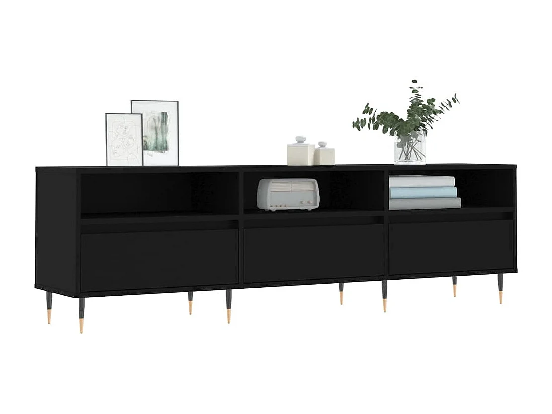Meuble TV noir 150x30x44,5 cm bois d'ingénierie