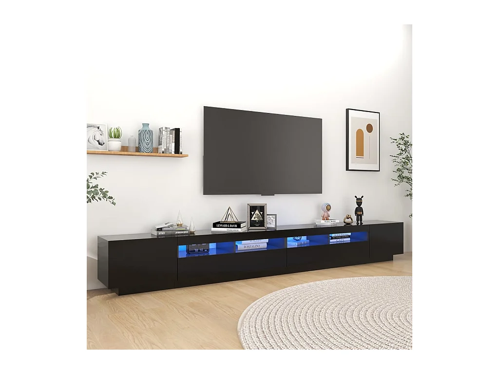 Meuble TV avec lumières LED Noir 300x35x40 cm