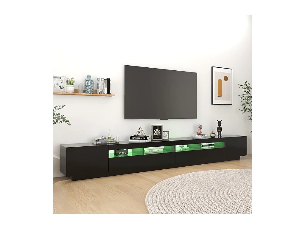 Meuble TV avec lumières LED Noir 300x35x40 cm