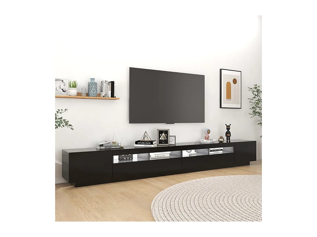 Meuble TV avec lumières LED Noir 300x35x40 cm