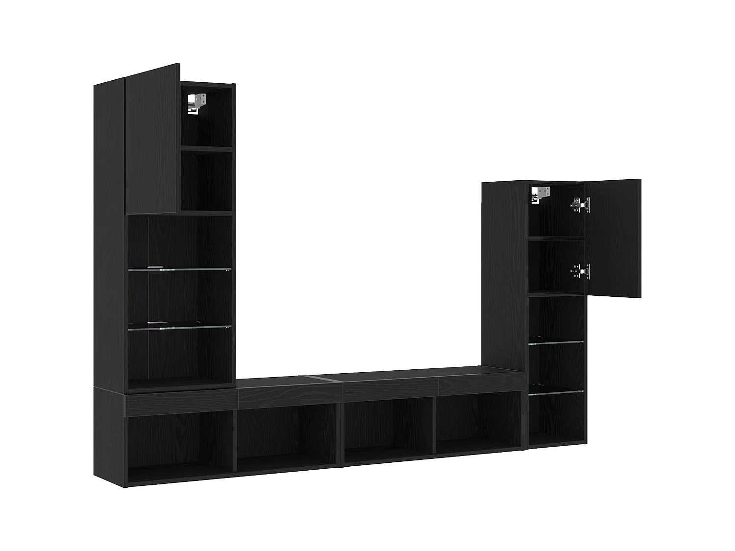 Zwarte eiken LED tv-kast 30,5x30x102 cm Technisch hout