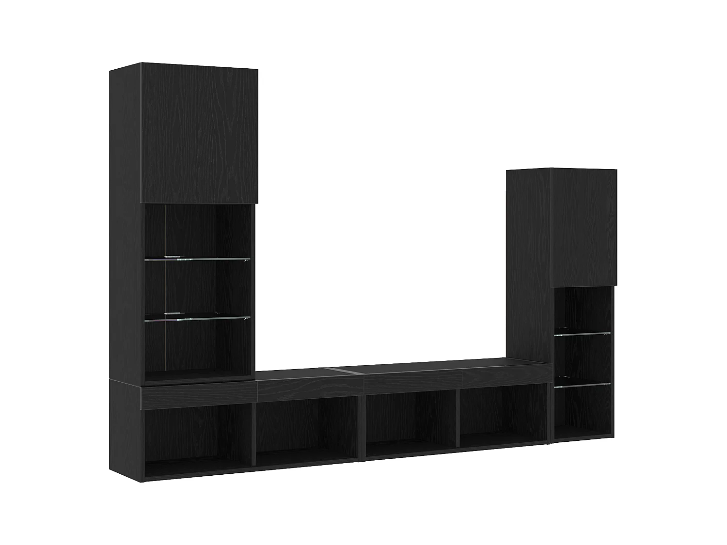 Zwarte eiken LED tv-kast 30,5x30x102 cm Technisch hout