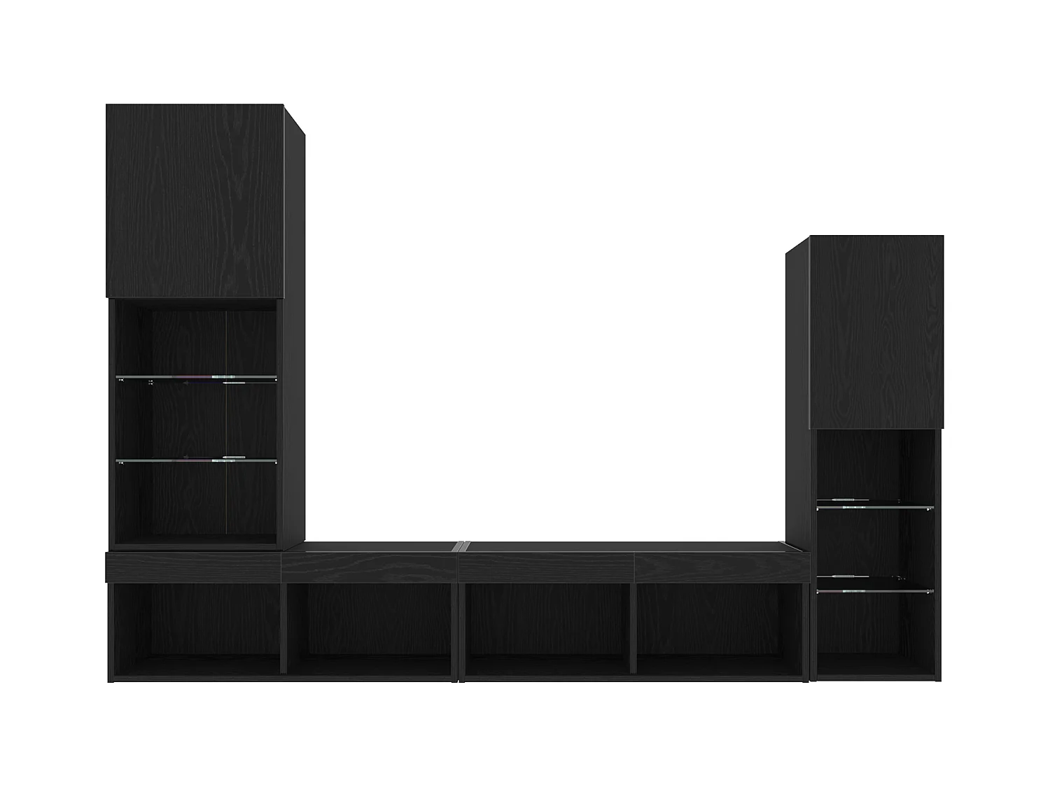 Zwarte eiken LED tv-kast 30,5x30x102 cm Technisch hout