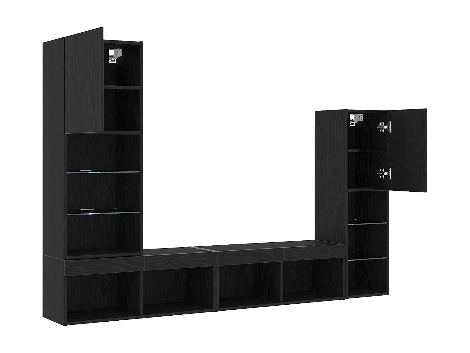 Meuble TV LED Chêne Noir 30.5x30x102 cm Bois Technique