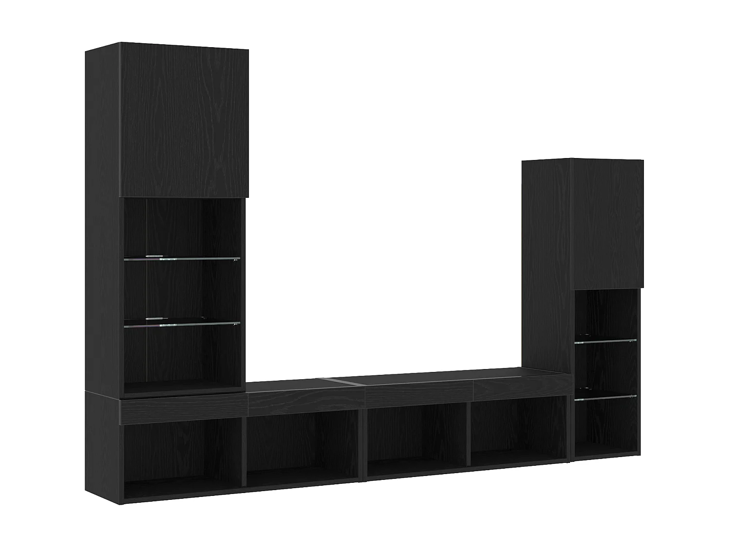 Meuble TV LED Chêne Noir 30.5x30x102 cm Bois Technique