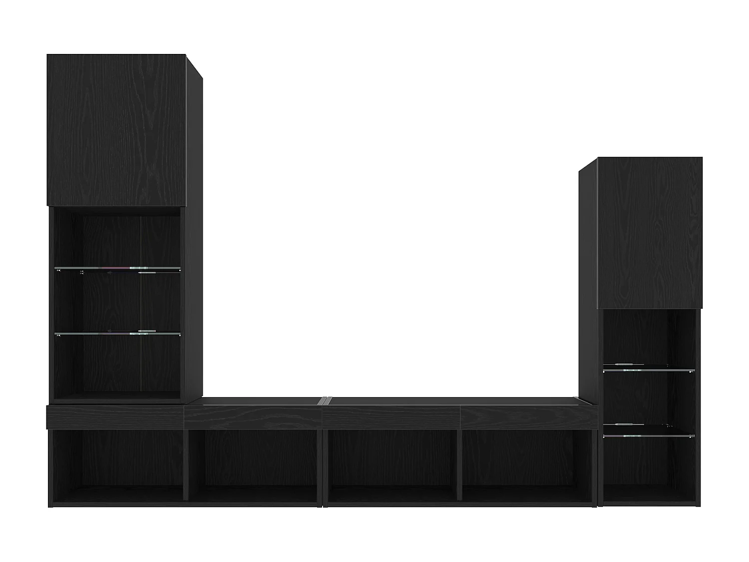 Meuble TV LED Chêne Noir 30.5x30x102 cm Bois Technique