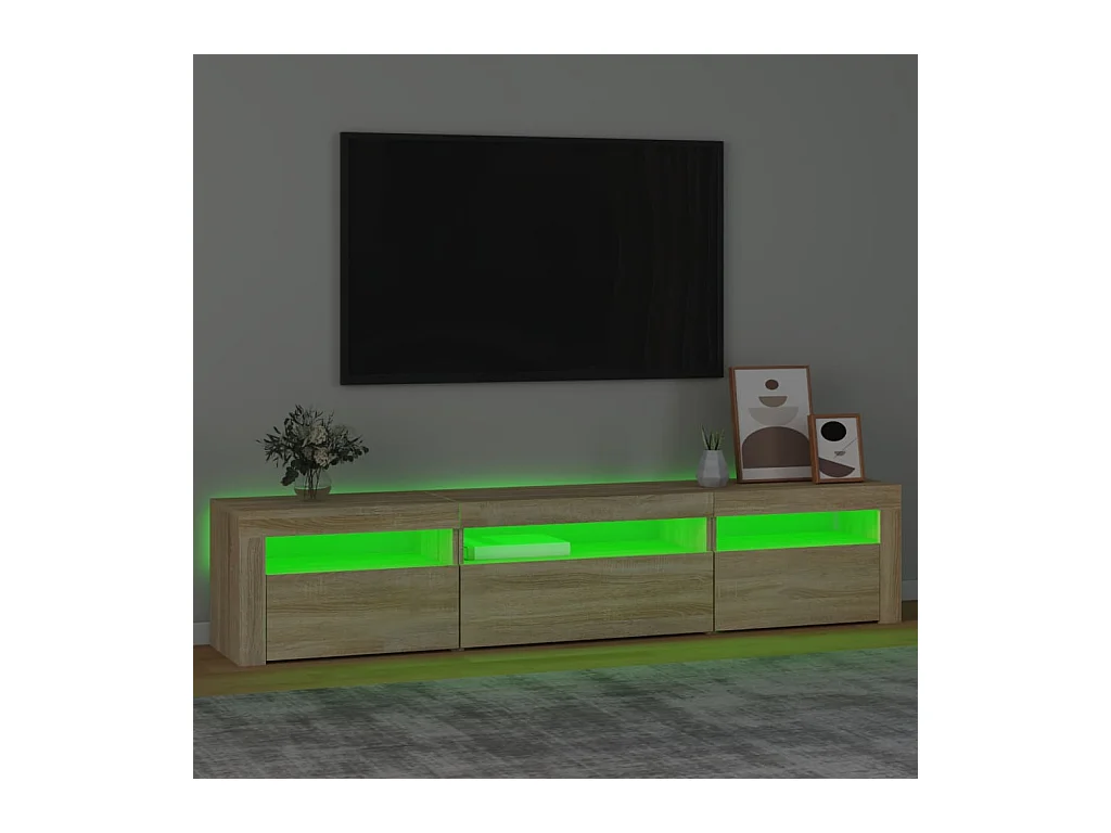 Meuble TV avec lumières LED Chêne sonoma 195x35x40 cm
