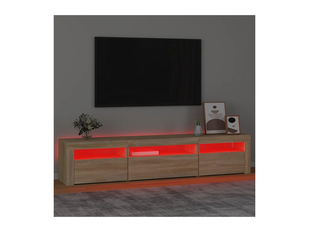 Meuble TV avec lumières LED Chêne sonoma 195x35x40 cm