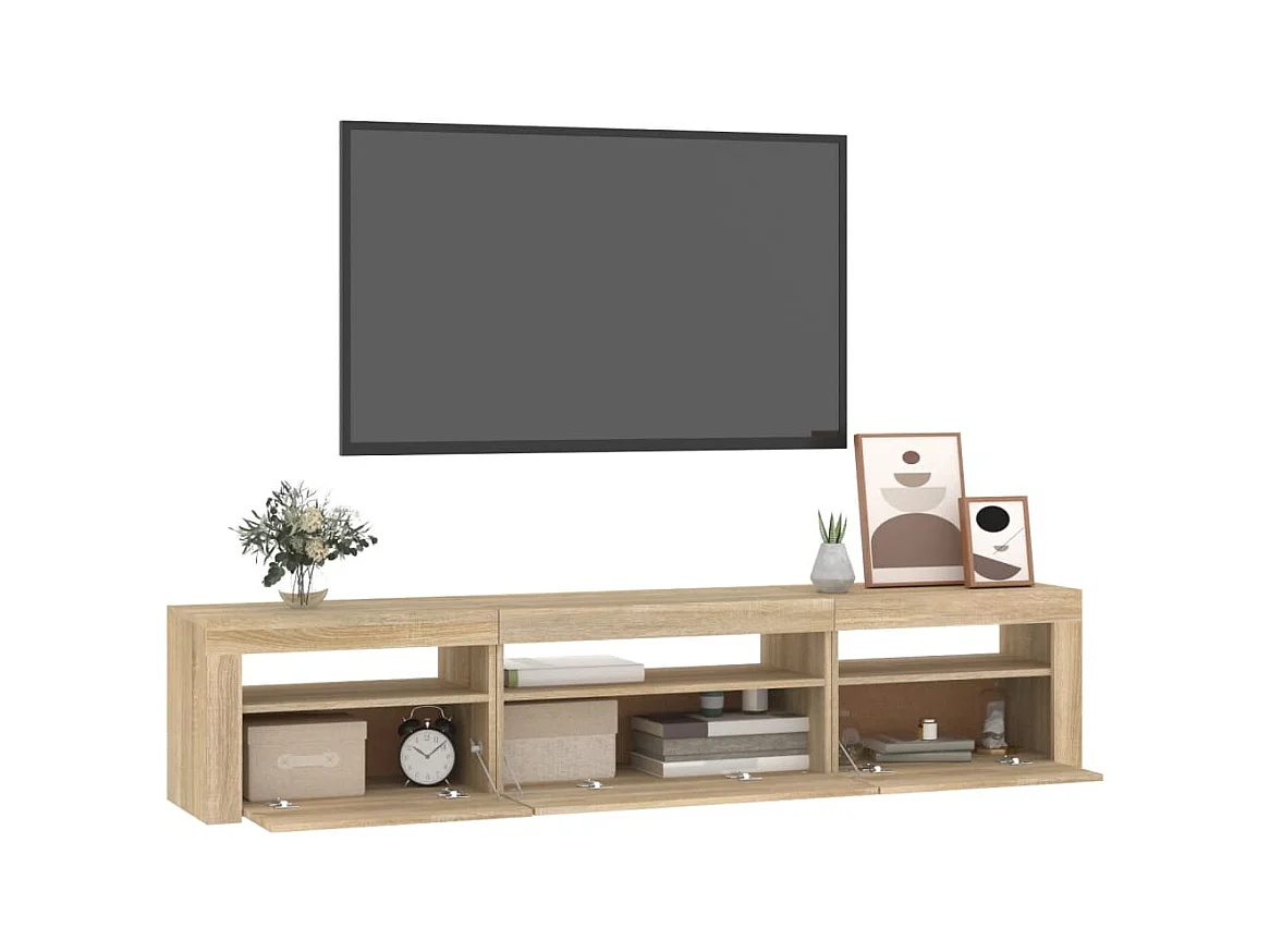 Meuble TV avec lumières LED Chêne sonoma 195x35x40 cm