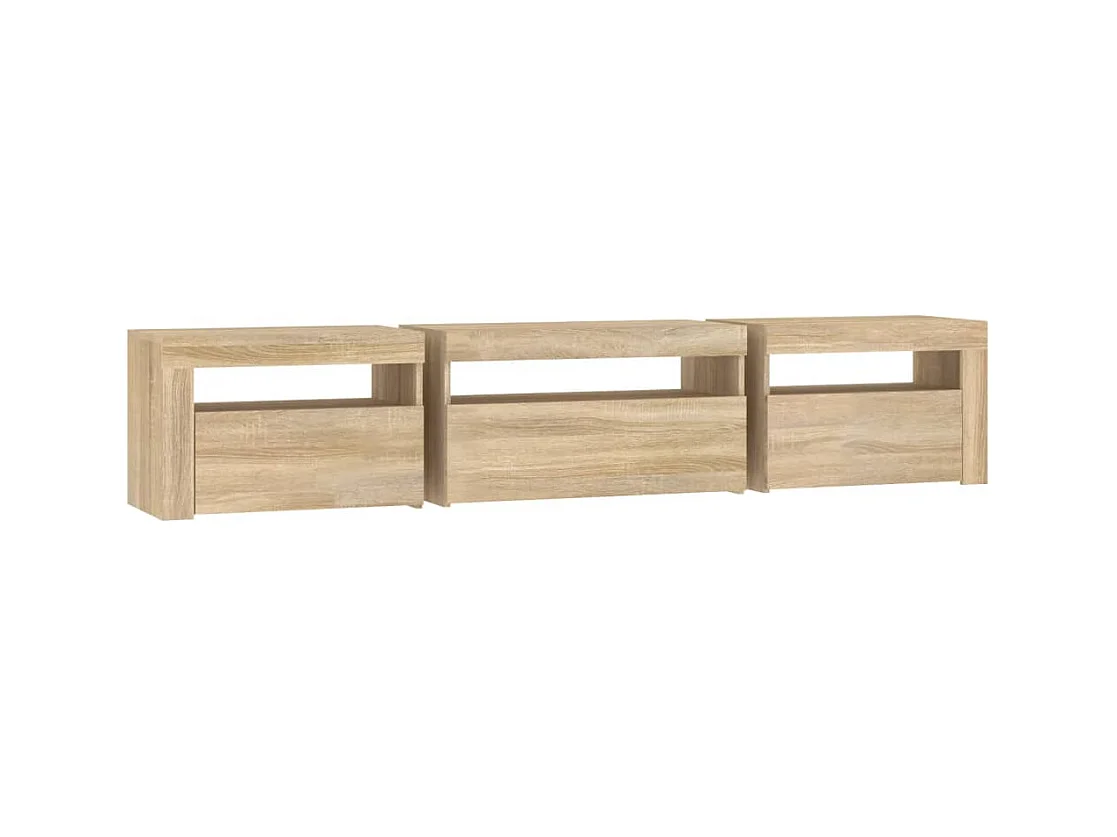 Meuble TV avec lumières LED Chêne sonoma 195x35x40 cm