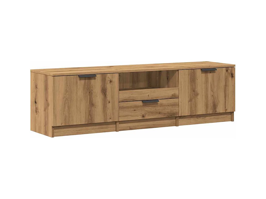 Meuble TV chêne artisanal 140x35x40 cm bois d'ingénierie