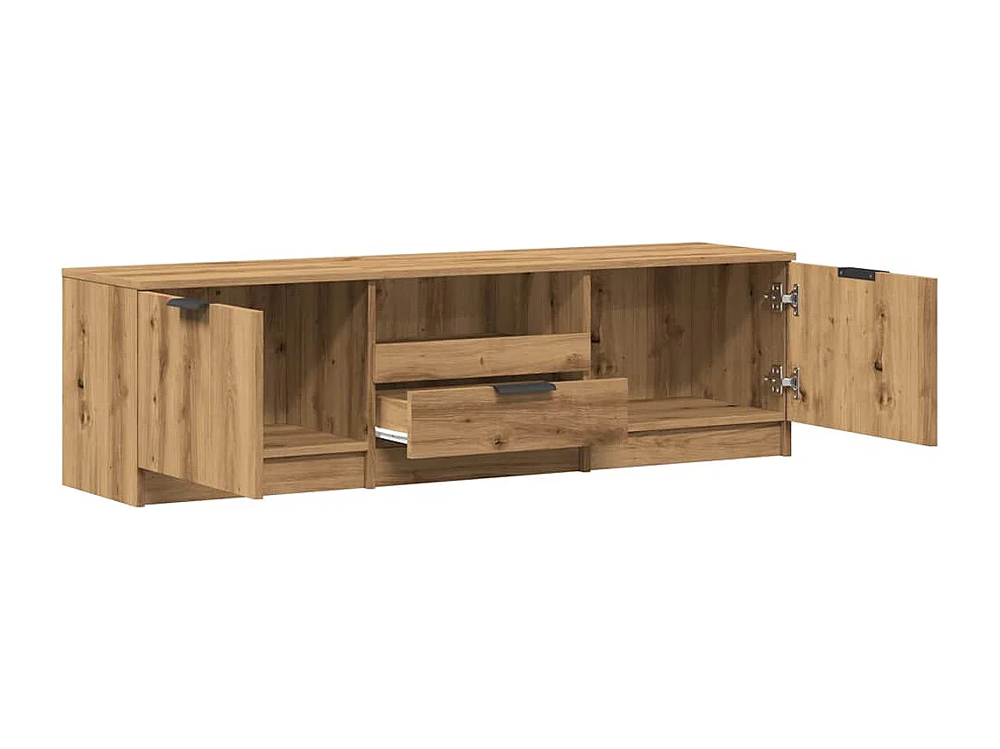 Meuble TV chêne artisanal 140x35x40 cm bois d'ingénierie