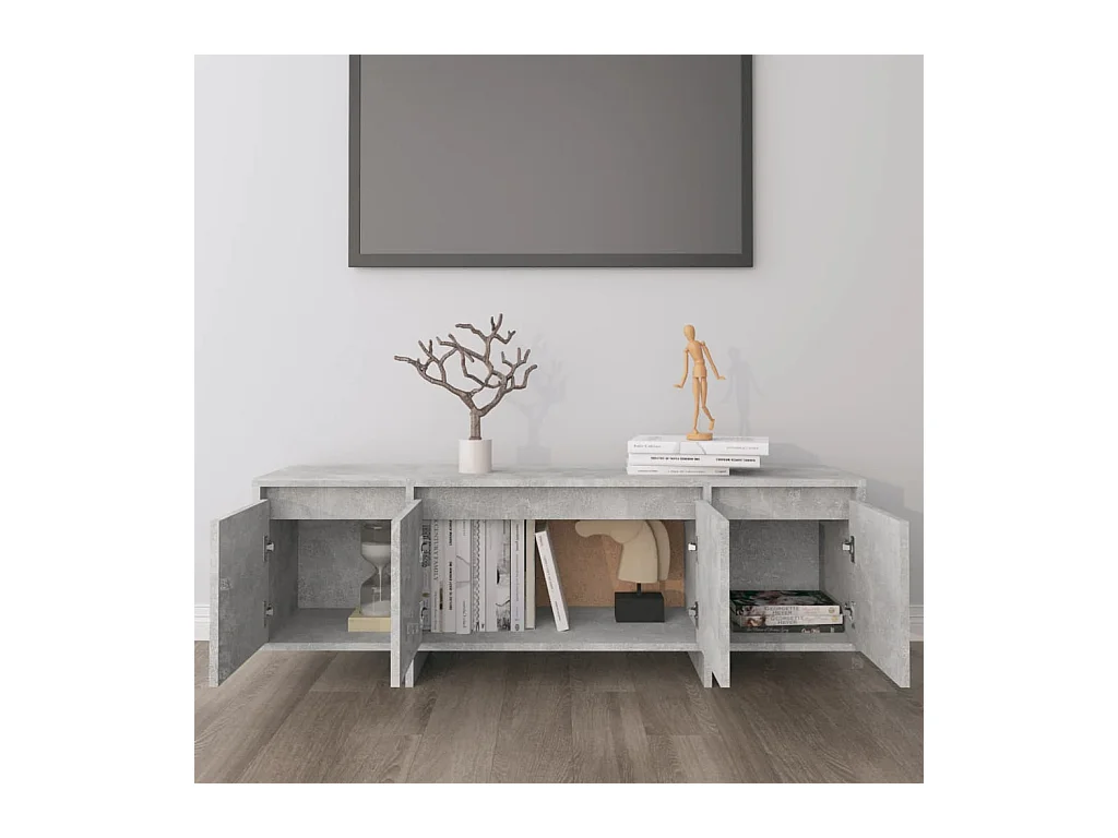 Meuble TV gris béton 120x30x40,5 cm bois d'ingénierie