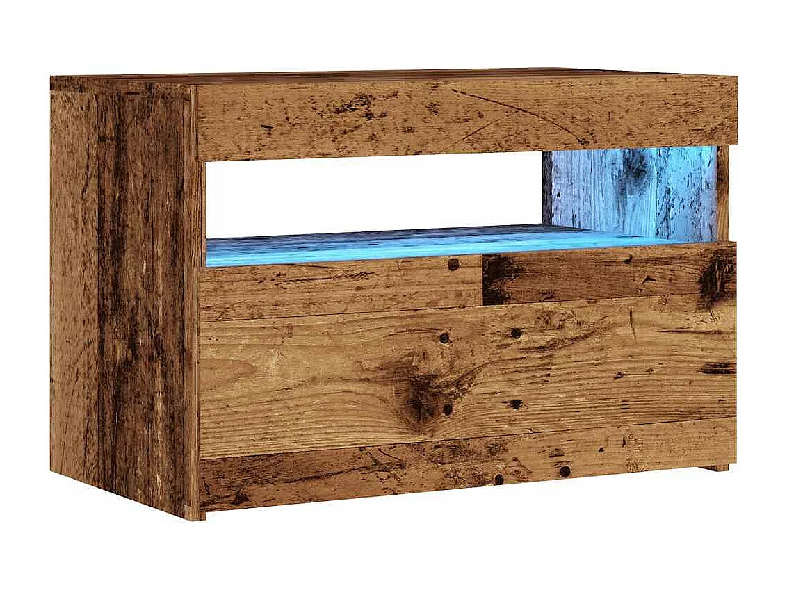 Mobile porta TV con luci a LED in legno vecchio, legno ingegnerizzato