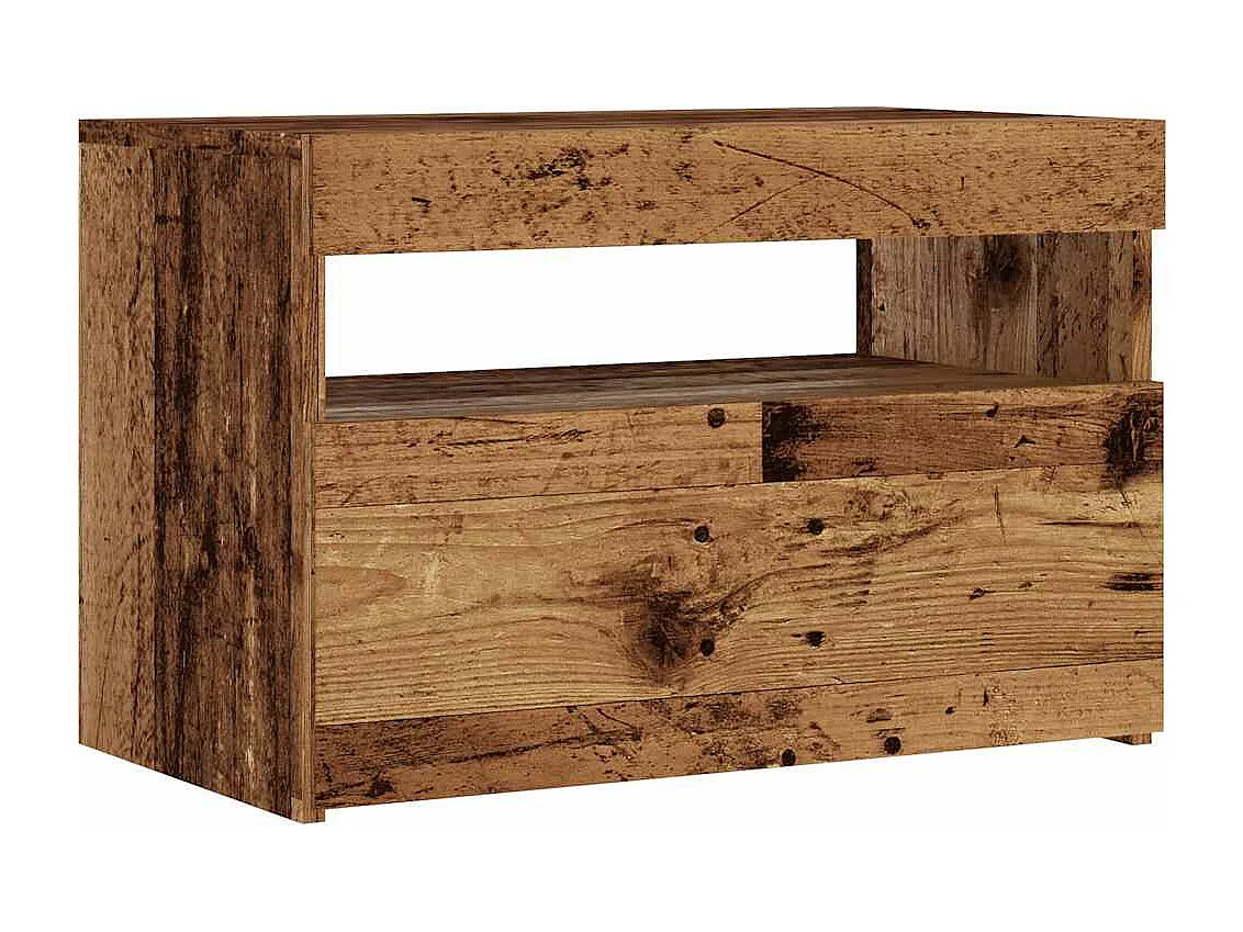 Mobile porta TV con luci a LED in legno vecchio, legno ingegnerizzato