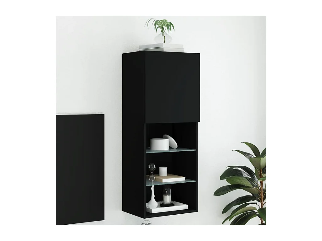 Meuble TV avec lumières LED noir 40,5x30x102 cm