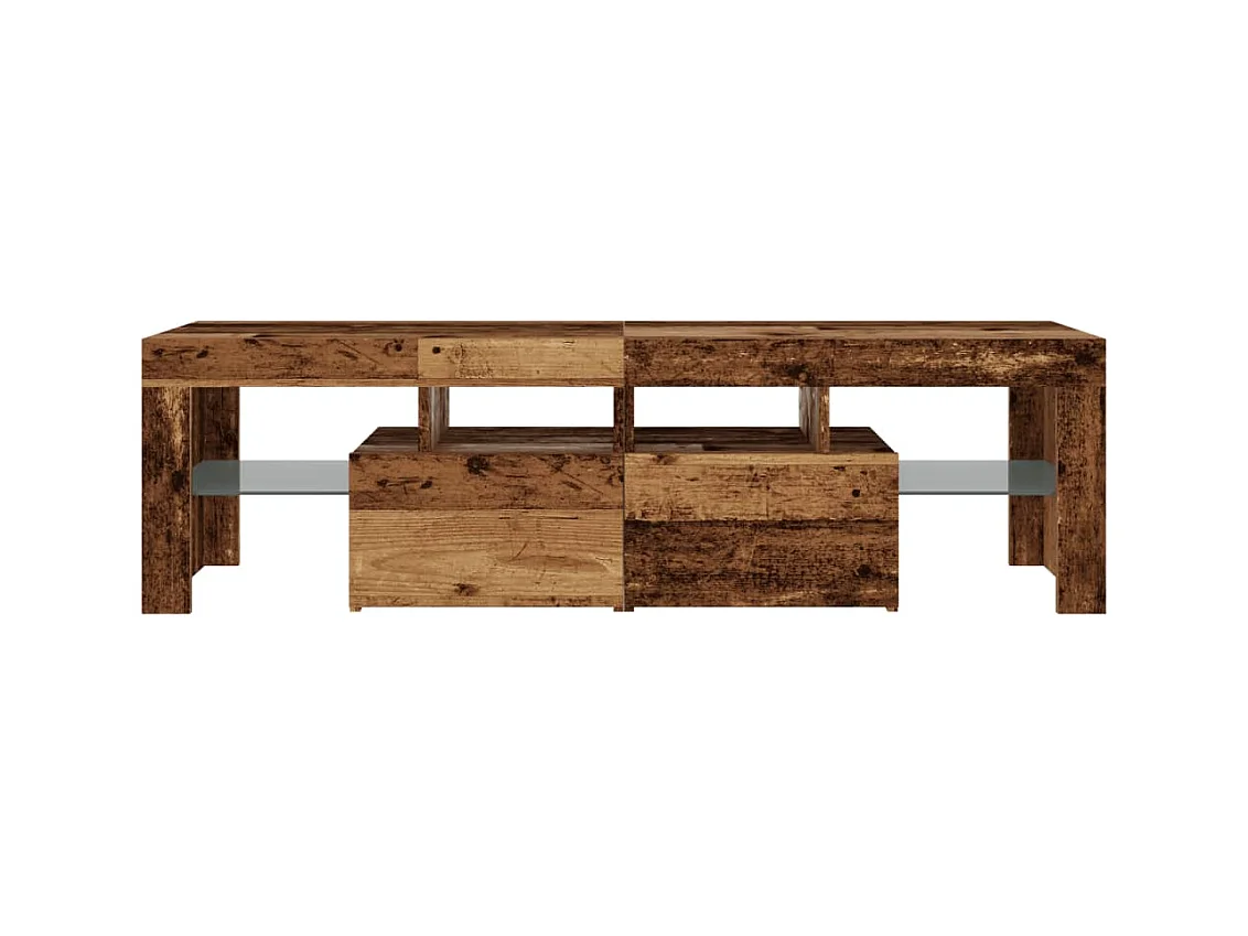 Meuble TV avec lumières LED vieux bois bois d'ingénierie