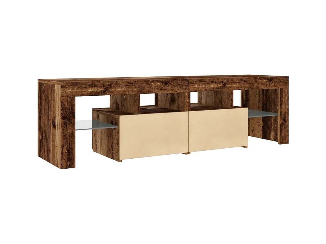 Meuble TV avec lumières LED vieux bois bois d'ingénierie