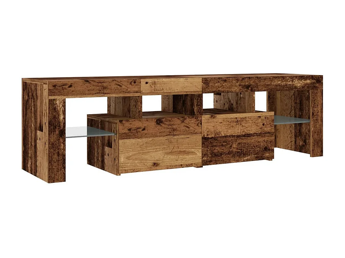 Meuble TV avec lumières LED vieux bois bois d'ingénierie