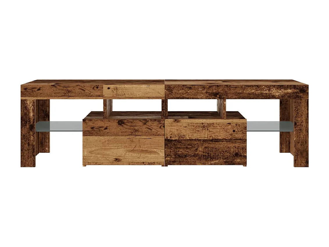 Meuble TV avec lumières LED vieux bois bois d'ingénierie