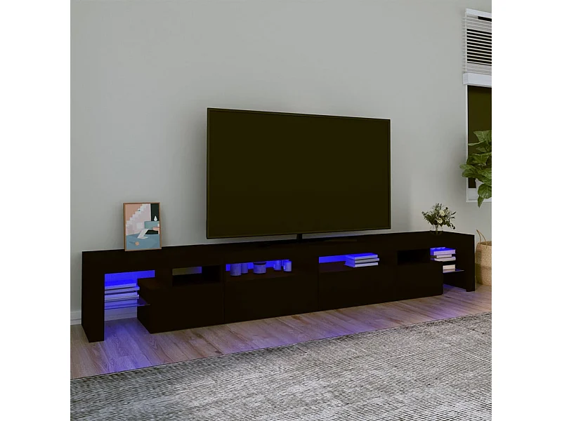 Mueble de TV con luces LED Negro 260x36,5x40 cm