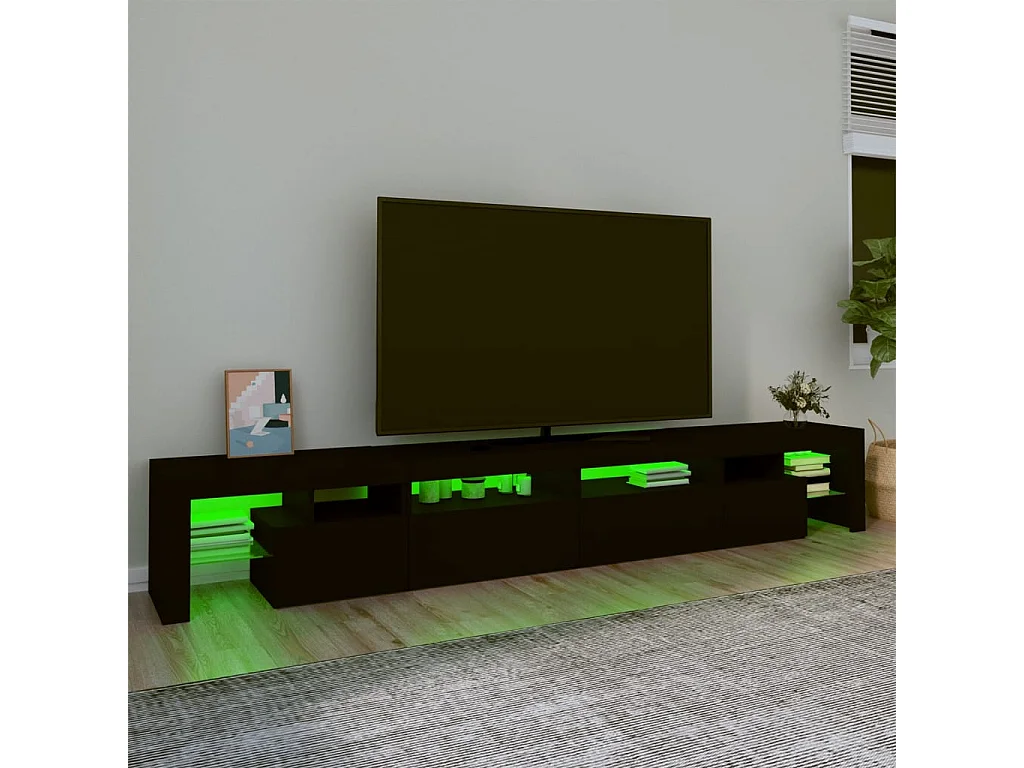 Meuble TV avec lumières LED Noir 260x36,5x40 cm