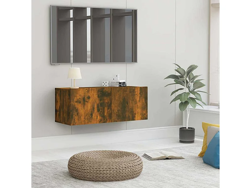 Mueble de TV de roble ahumado 80x30x30 cm madera de ingeniería