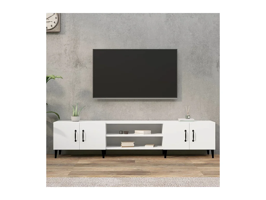 Meuble TV blanc 180x31,5x40 cm bois d'ingénierie