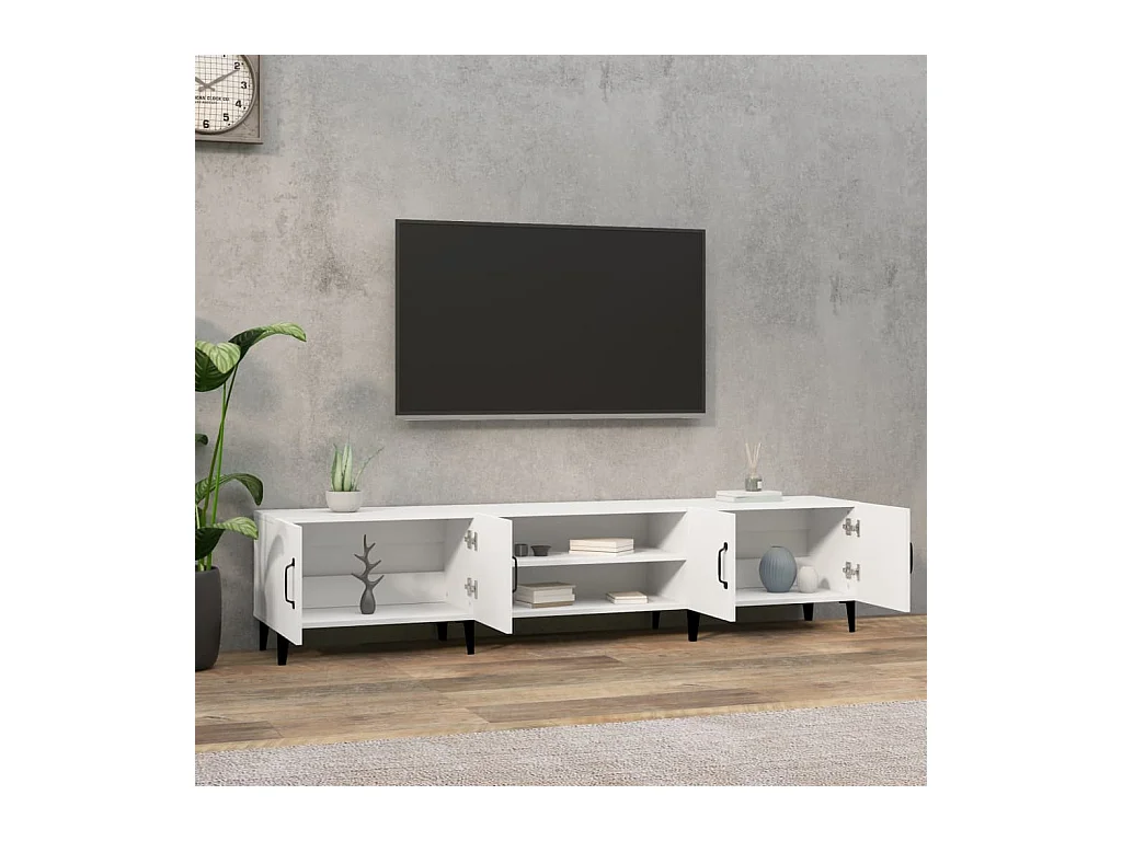 Meuble TV blanc 180x31,5x40 cm bois d'ingénierie