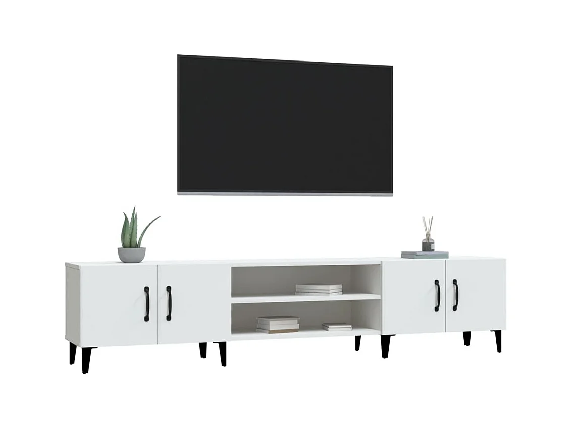 Meuble TV blanc 180x31,5x40 cm bois d'ingénierie