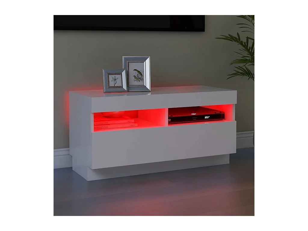 Meuble TV avec lumières LED blanc 80x35x40 cm