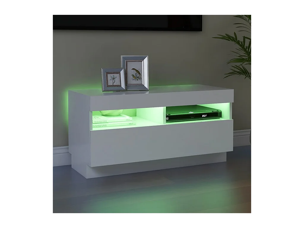 Meuble TV avec lumières LED blanc 80x35x40 cm
