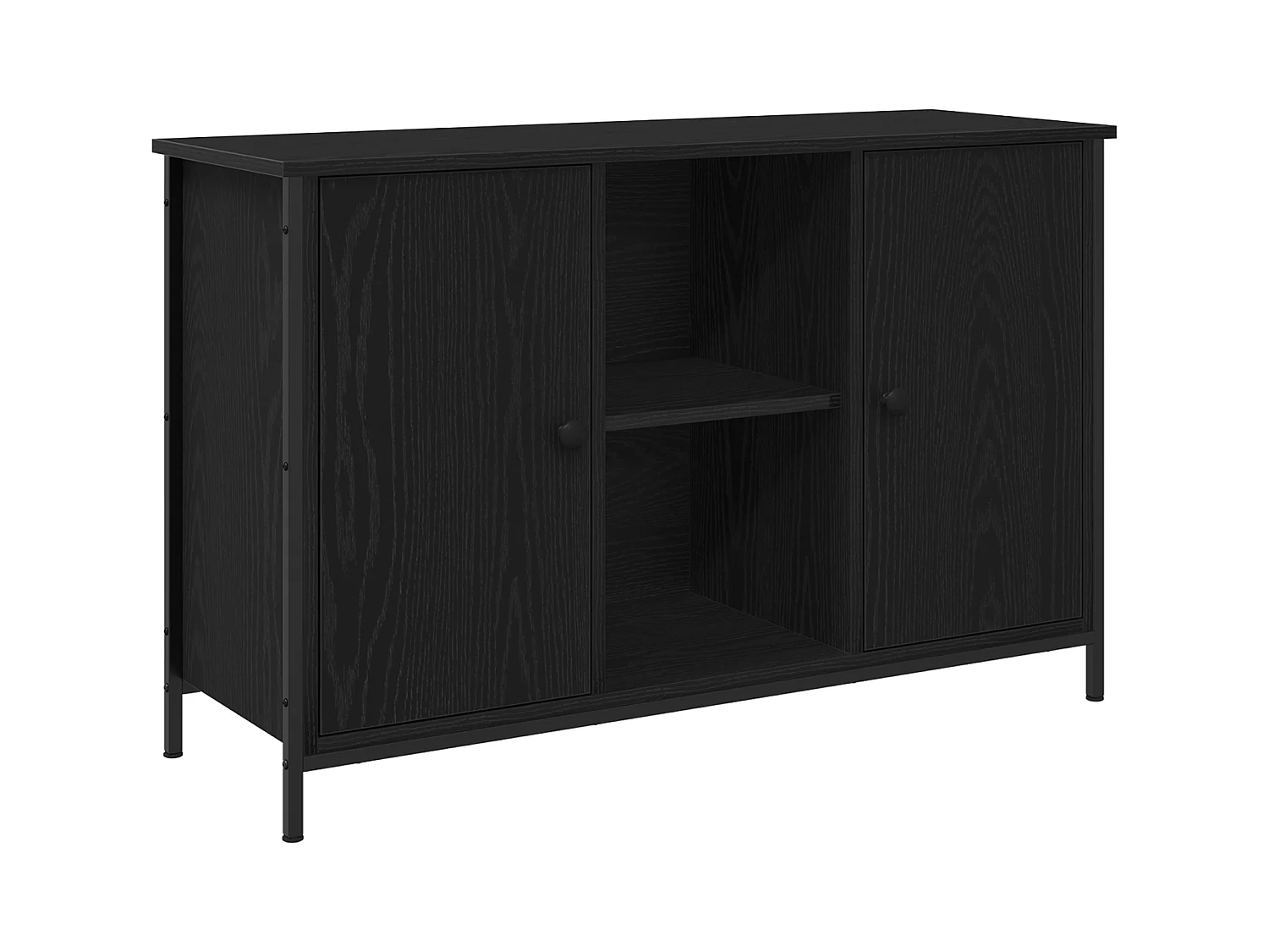 Mobile TV in rovere nero 101x35x65 cm in legno composito e acciaio