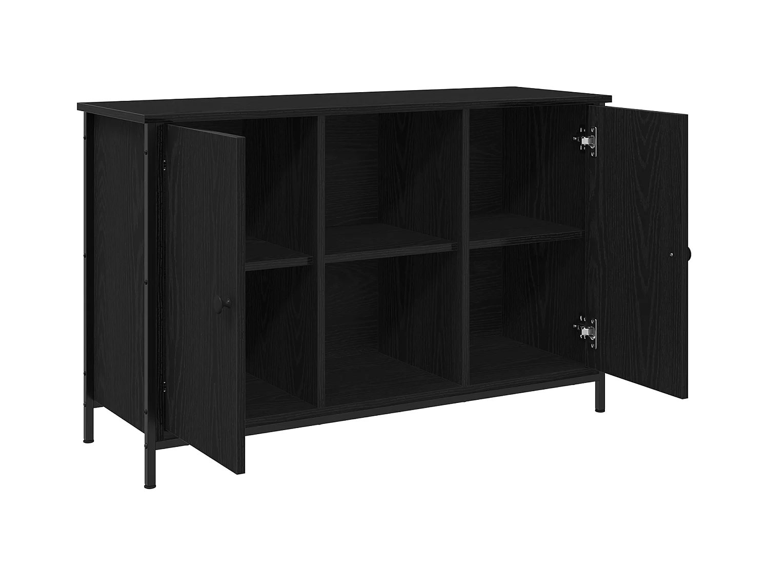 Mobile TV in rovere nero 101x35x65 cm in legno composito e acciaio