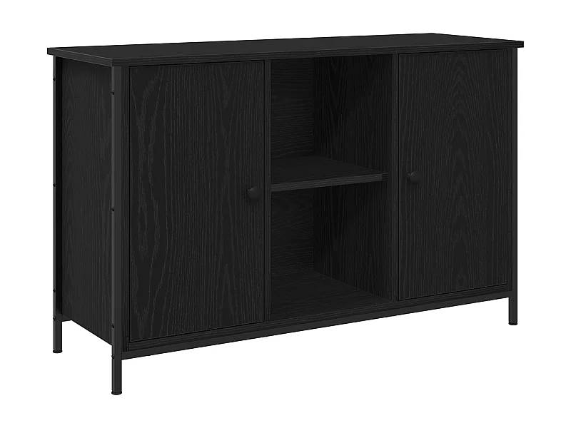 cabinet TV Chêne noir 101x35x65 cm Bois d'ingénierie et acier