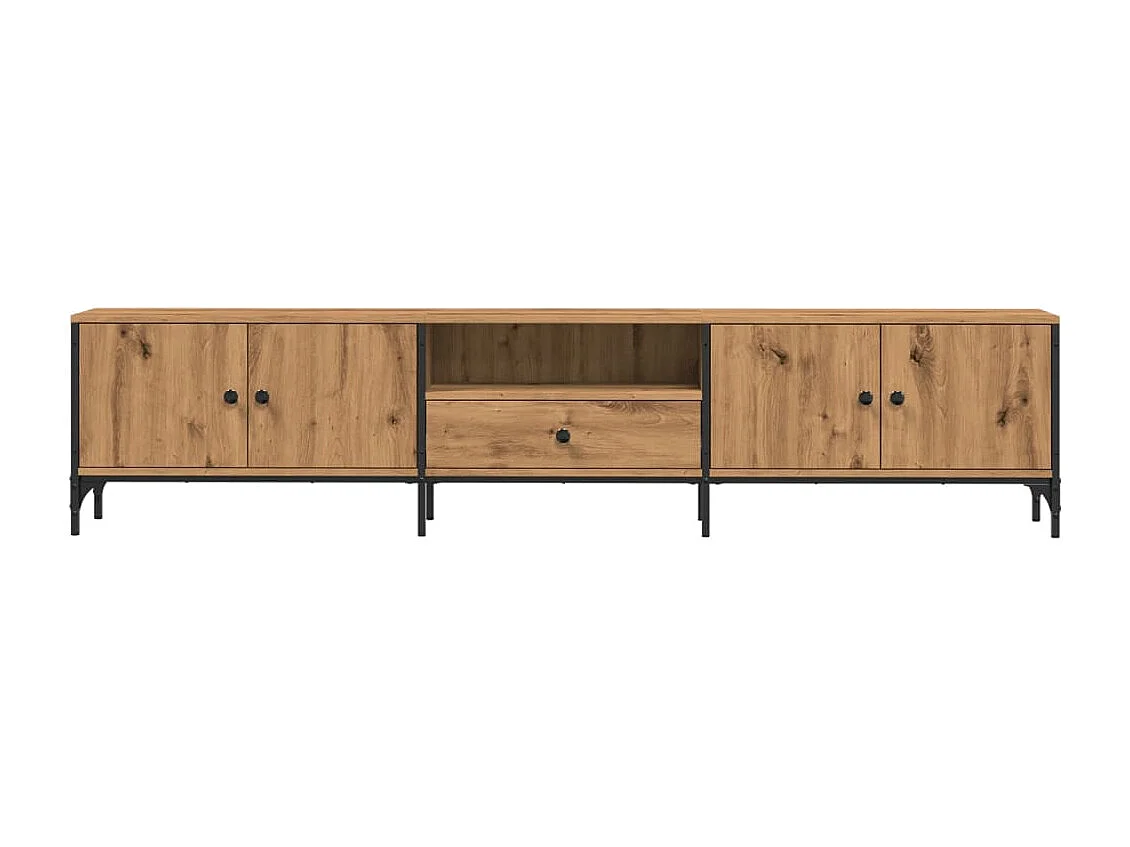 Meuble TV à tiroir chêne artisanal 200x25x44 cm bois ingénierie