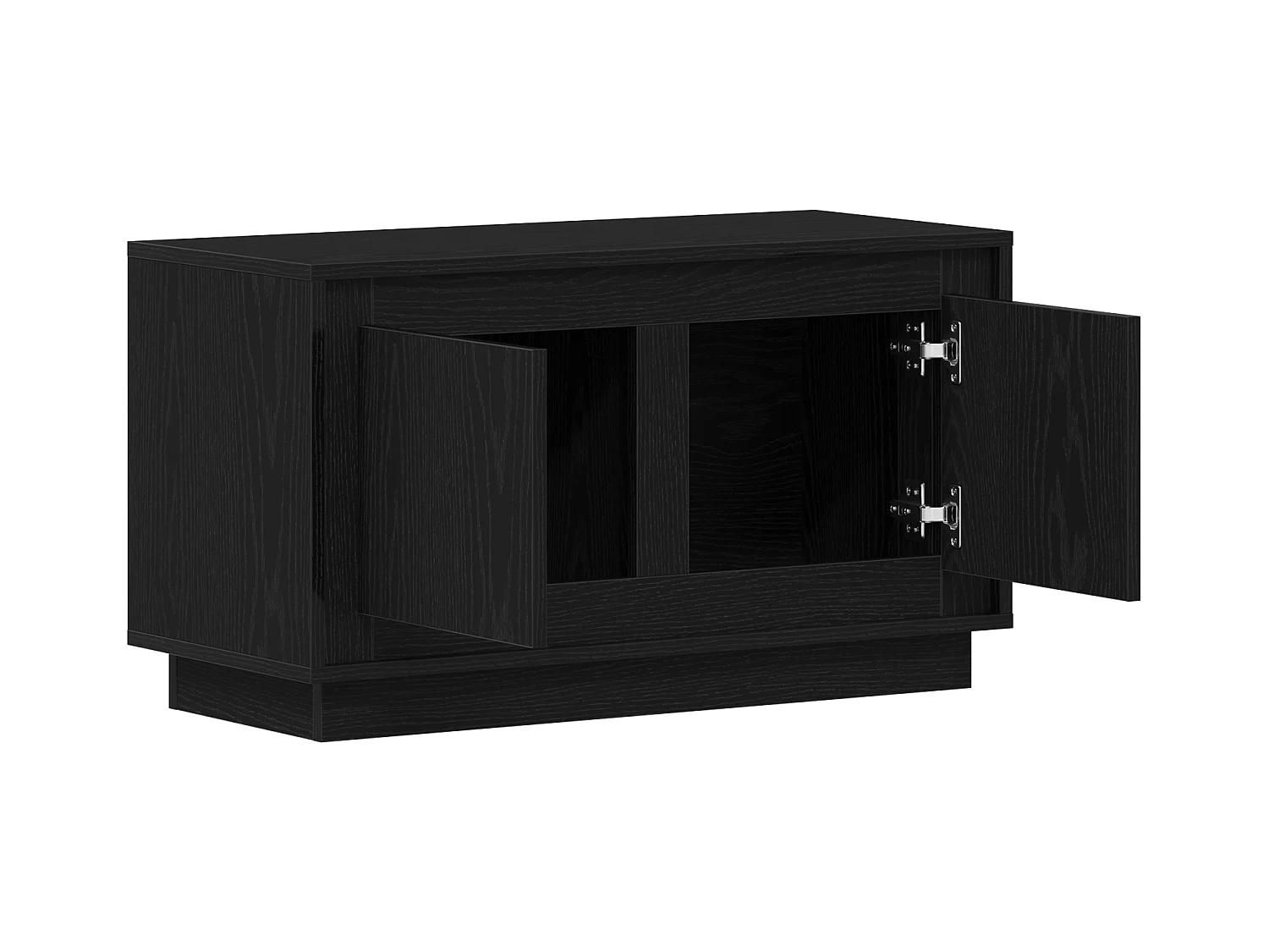 Meuble TV Noir Chêne 80x35x45 cm En Bois Agencé