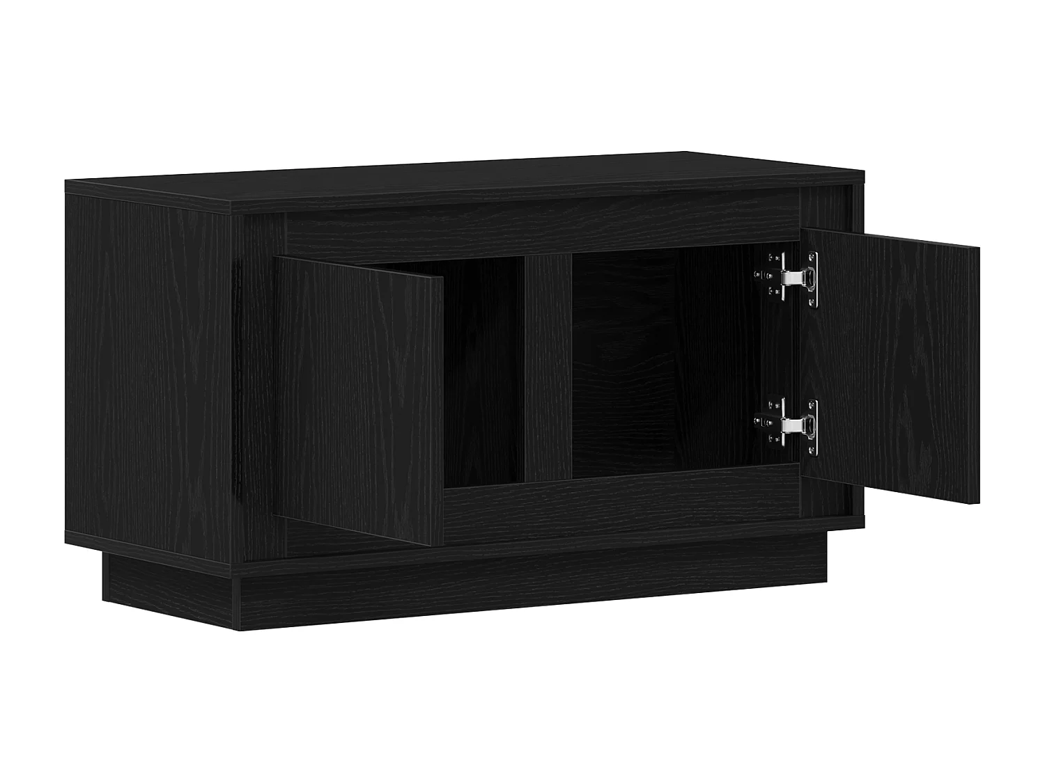Meuble TV Noir Chêne 80x35x45 cm En Bois Agencé