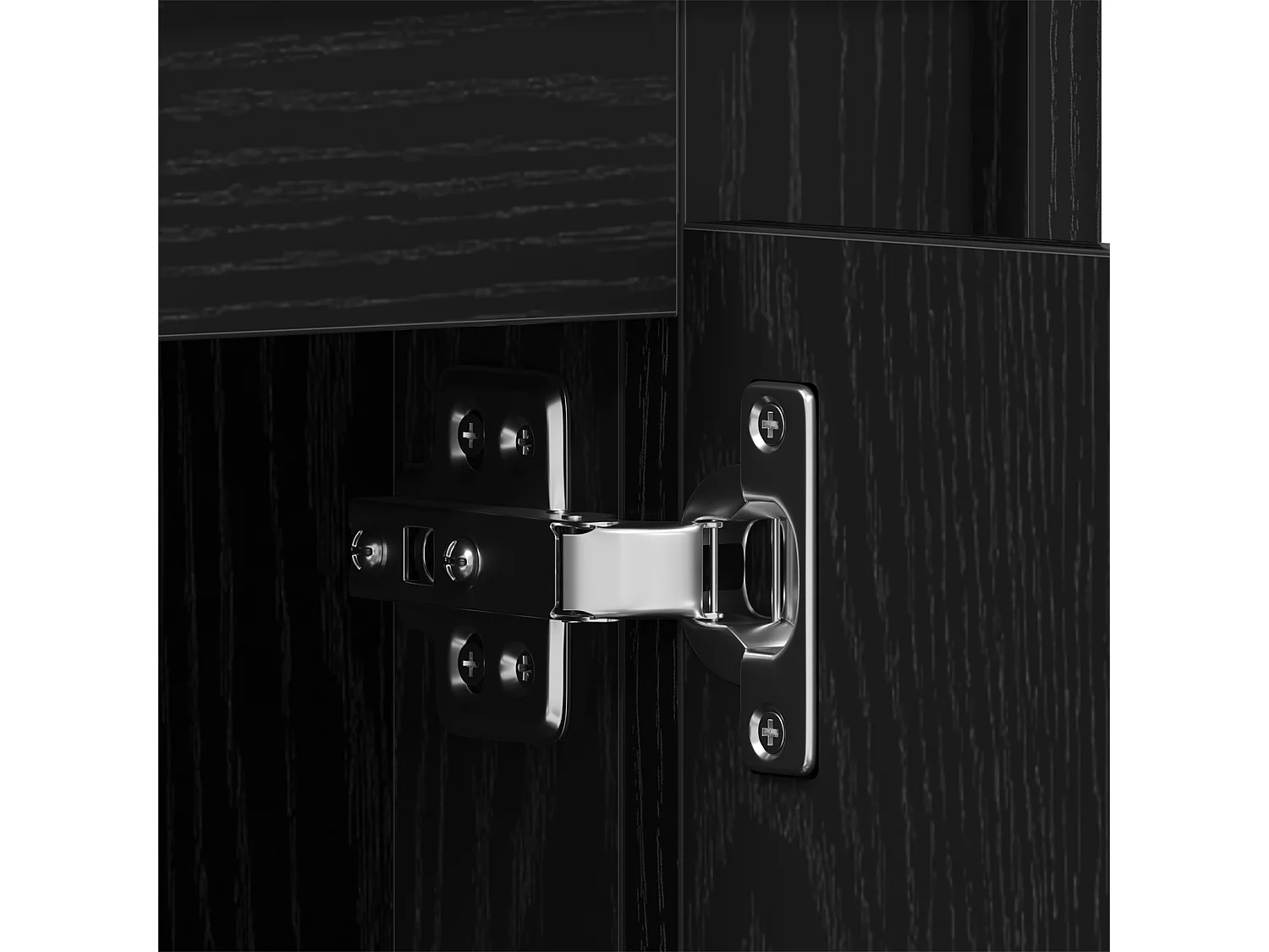 Meuble TV Noir Chêne 80x35x45 cm En Bois Agencé