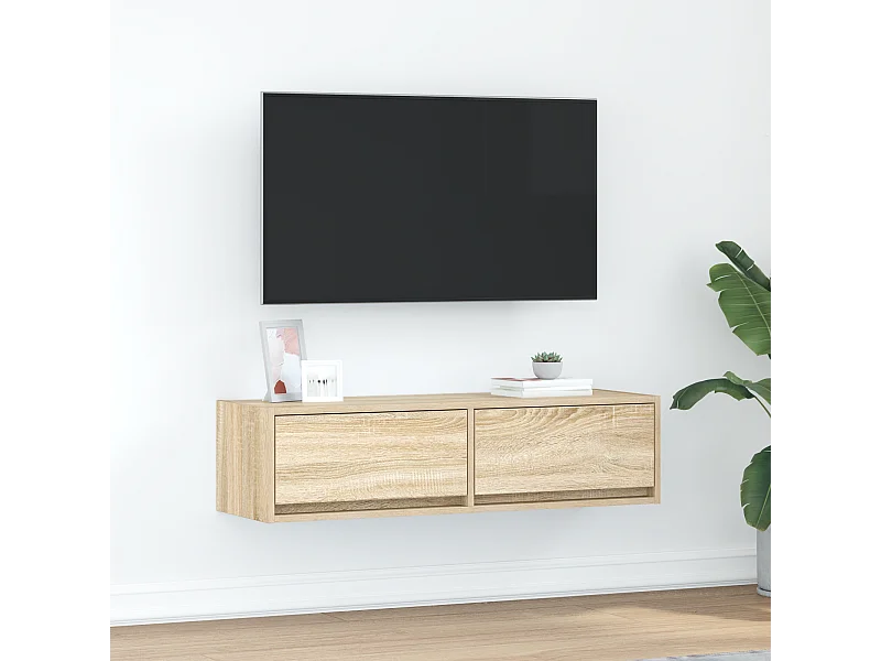 Meuble TV Chêne Sonoma 100x31x25,5 cm en bois d'ingénierie