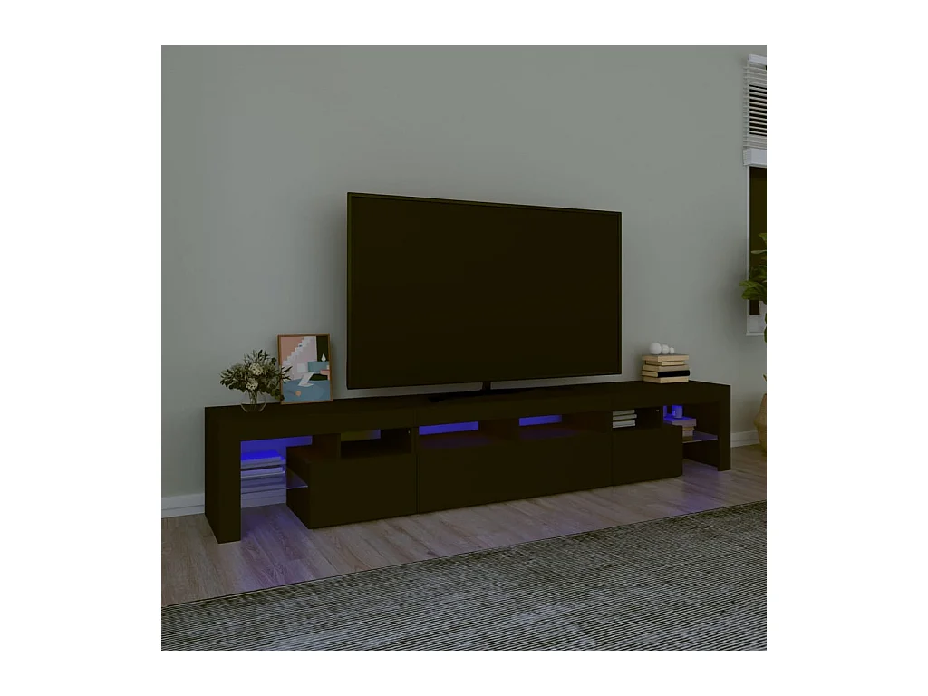 Meuble TV avec lumières LED Noir 230x36,5x40 cm
