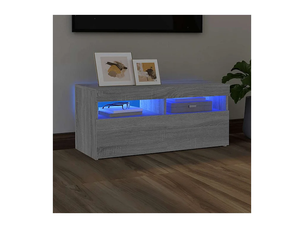 Meuble TV avec lumières LED Sonoma gris 90x35x40 cm