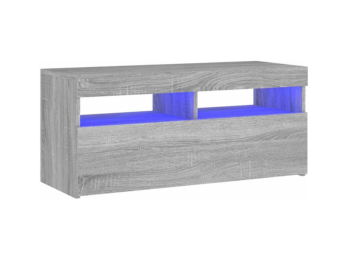 Meuble TV avec lumières LED Sonoma gris 90x35x40 cm