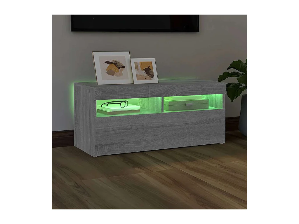 Meuble TV avec lumières LED Sonoma gris 90x35x40 cm