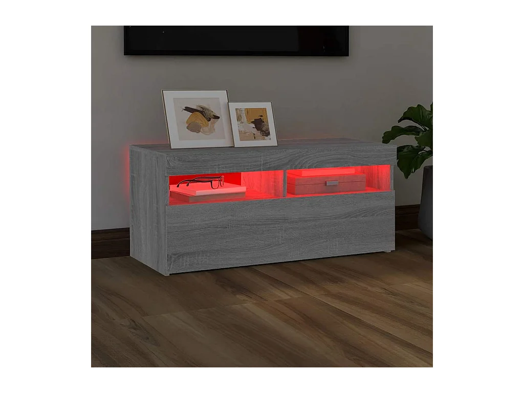 Meuble TV avec lumières LED Sonoma gris 90x35x40 cm