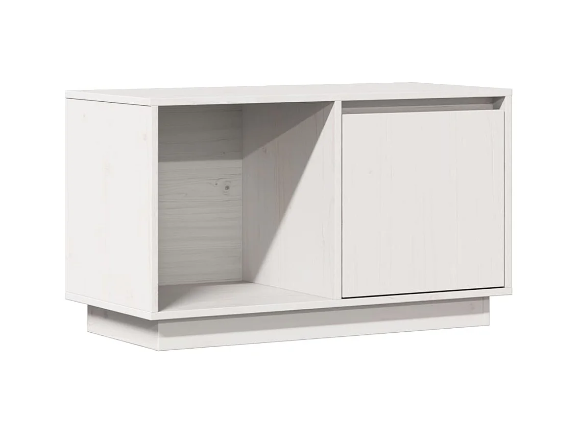 Meuble TV Blanc 74x35x44 cm Bois de pin massif