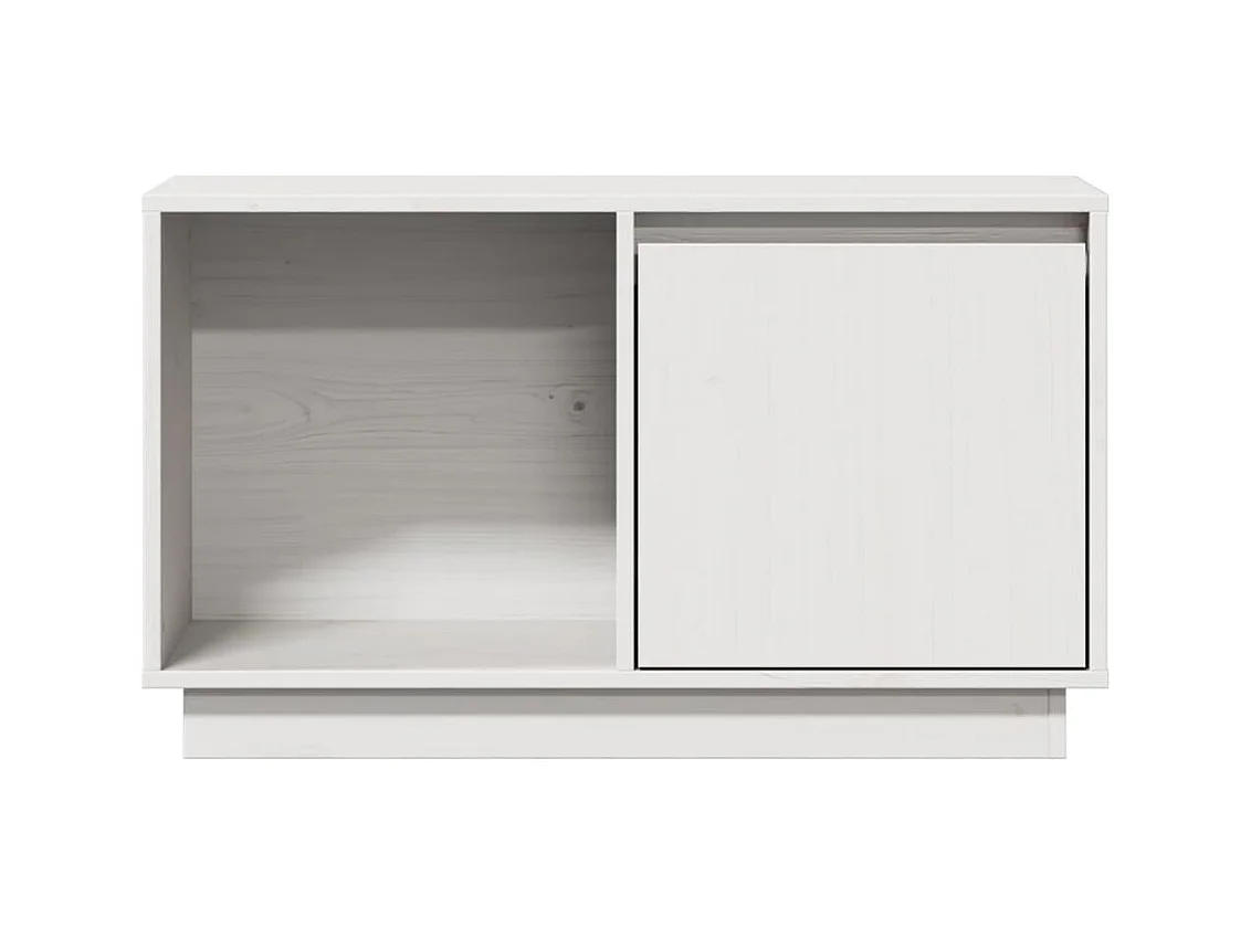 Meuble TV Blanc 74x35x44 cm Bois de pin massif