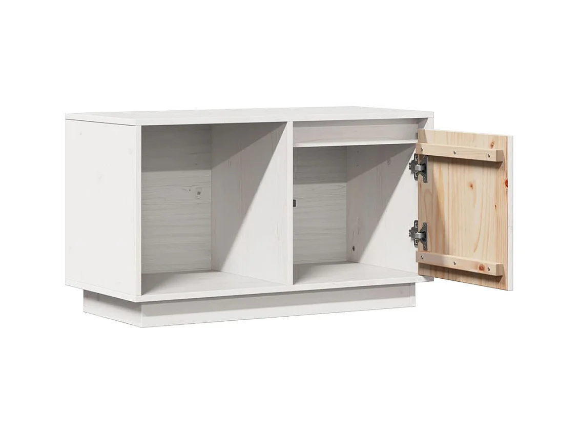 Meuble TV Blanc 74x35x44 cm Bois de pin massif